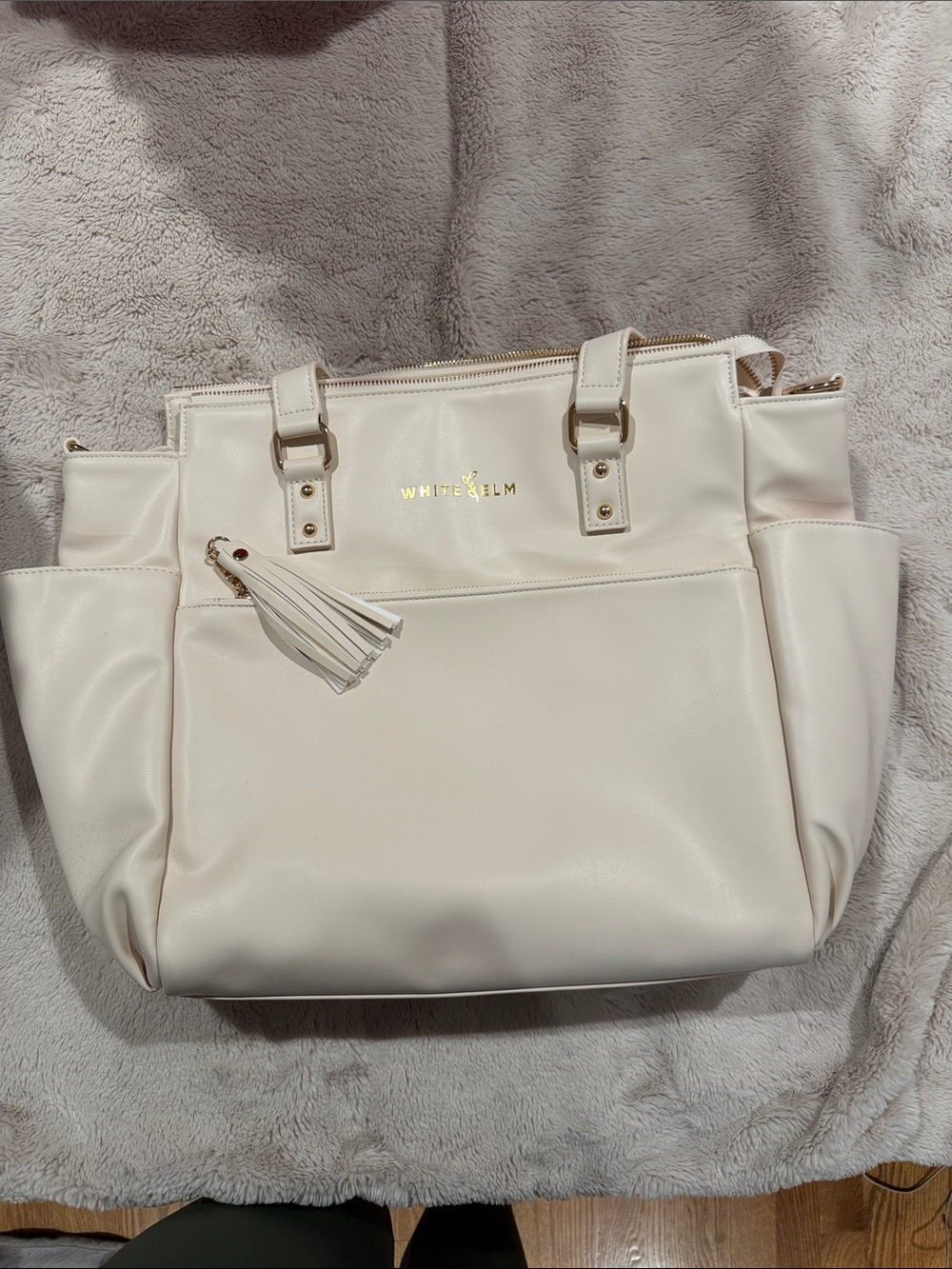White Elm Cream Tote with Tassel Accent